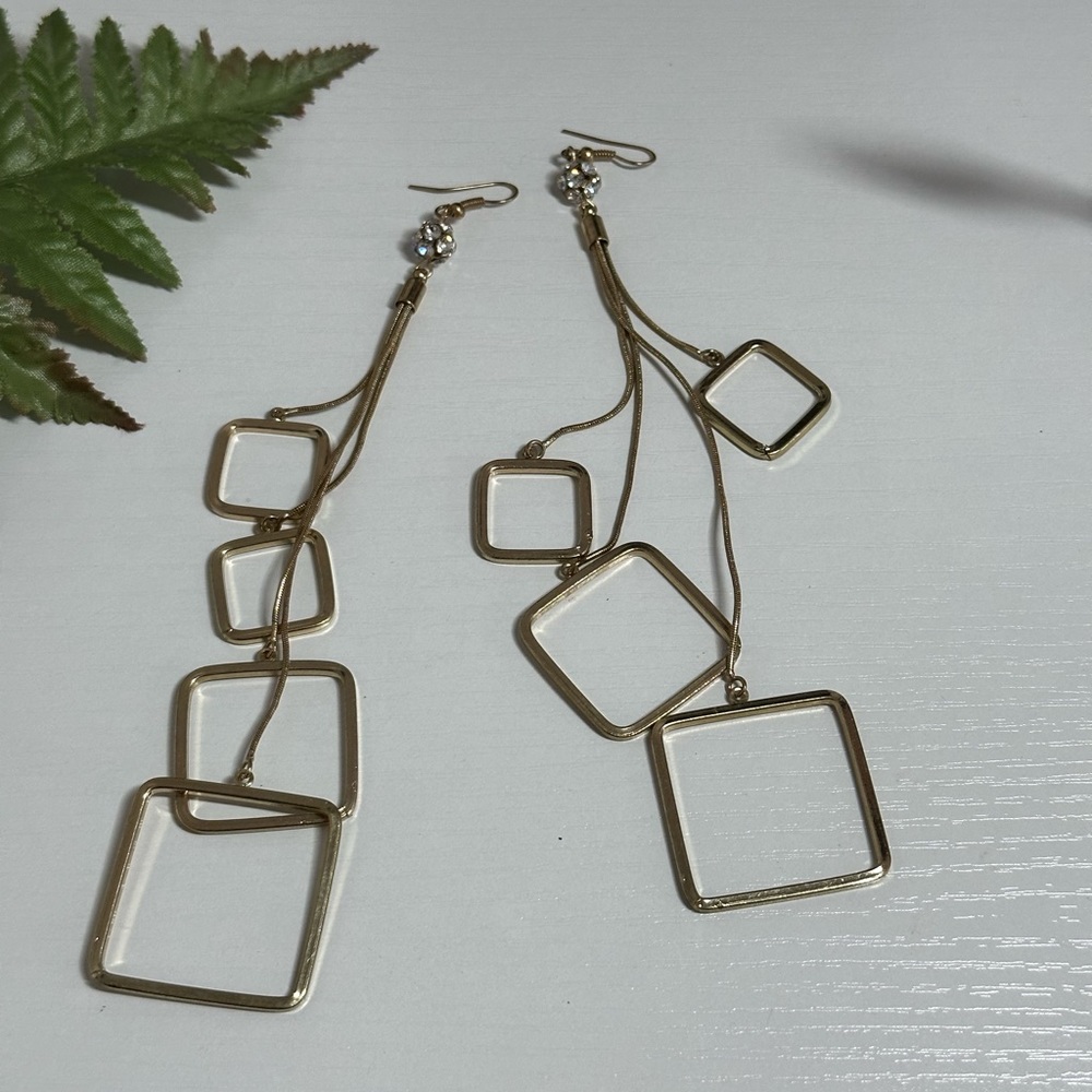 Square Dangle Earrings - Picture 2 of 4